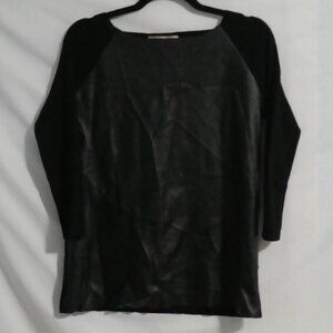 PHILOSOPHY - Republic Clothing | small | Black Long Sleeve Shirt | Faux Leather